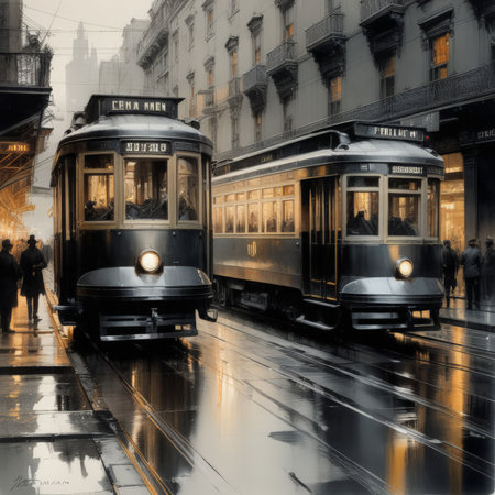 old tram in the cityの素材