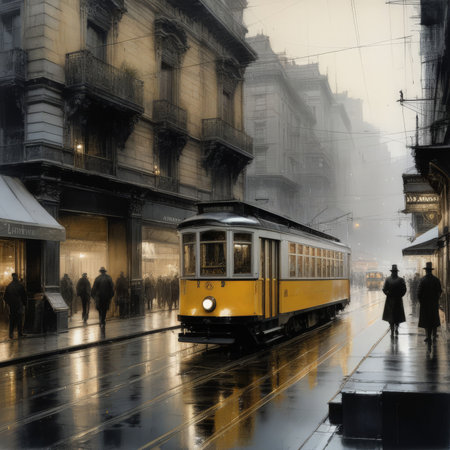 tram in the old town of lisbonの素材