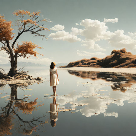 beautiful girl in dress on the beachの素材