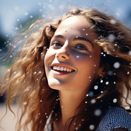 portrait young woman in winterの素材