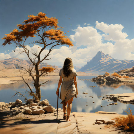 digital painting of beautiful girl in a forestの素材