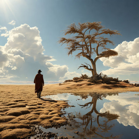 man with a backpack on the beachの素材