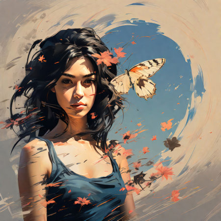 beautiful young girl in the forest.の素材