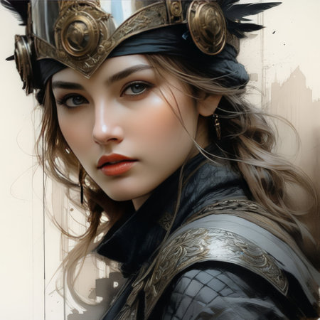 fantasy woman in a dress with sword. conceptの素材