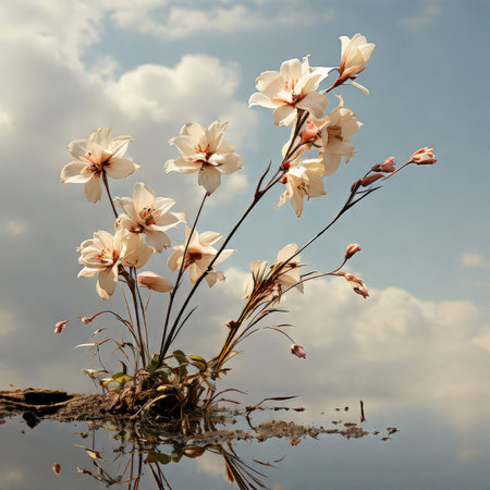 spring flowers on the beachの素材
