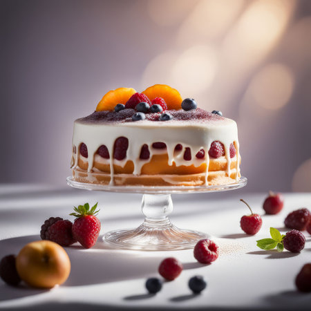 delicious fresh cake with berriesの素材