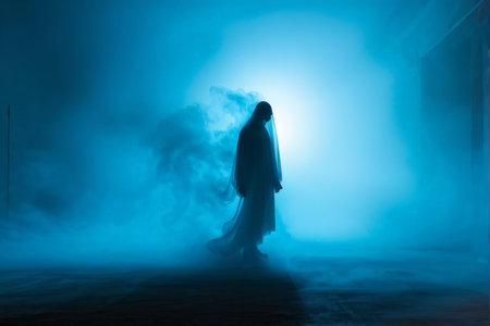 An Enigmatic Woman Mysterious Smoke-Infused Paradox An Unexplained Paranormal Encounterの素材