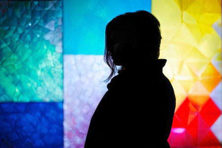 Dynamic Abstract Patterns Against Soft Silhouettes A Captivating Artistic Compositionの素材