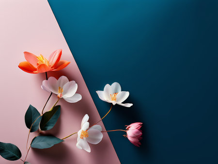 Floral Melange A Vibrant Palette of Colors and Weakened Flowers Reflects Emotional Divides in Nature Displayの素材