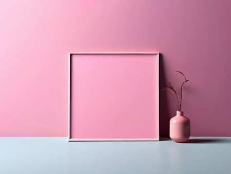 Soft Harmony A Simple Harmony of Pink and Blue in a Minimalist Compositionの素材