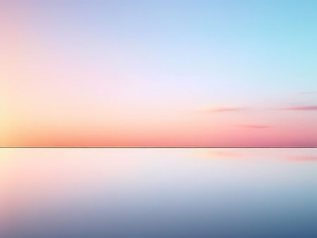 Melodic Sunset Reflection Serene Tranquility in Water and Skyの素材