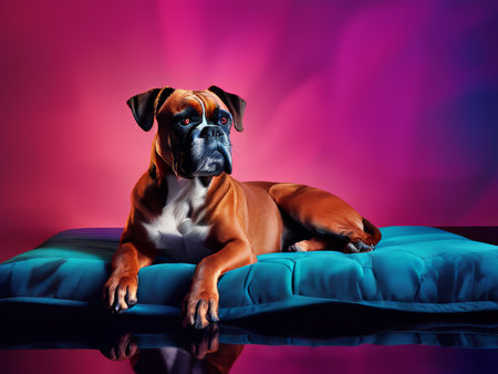 Indoor Cat in Pink Cushion Pose A Warm Feline Lying Downの素材