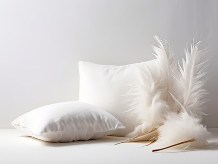 Soft White Pillows and Feathered Delightful Decor A Captivating Bed Linen Set for Your Homeの素材