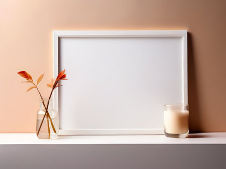 Indulge in a Warm Glow A Tranquil Display Against Orange Wallsの素材