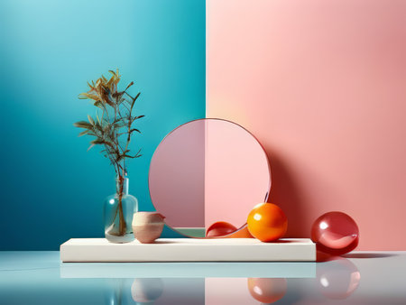 Geometric Harmony A Modernist Still Life Arrangement Captured in Shallow Depth of Fieldの素材