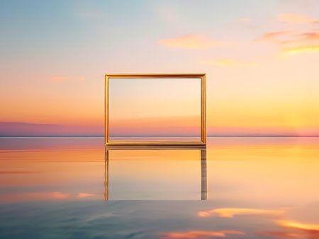 Symmetry in Reflection A Golden Frame Embrace of Memory and Aspirationの素材