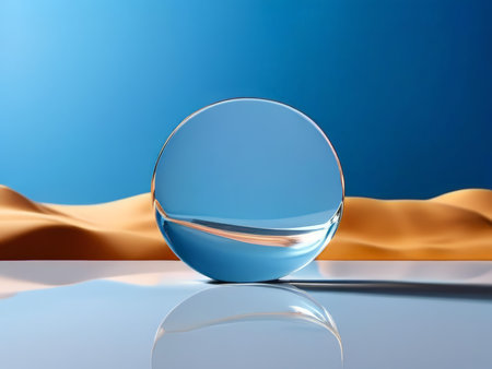 Enigmatic Reflections A Crystal Ball Mirage Over a Deserted Mirror Surfaceの素材