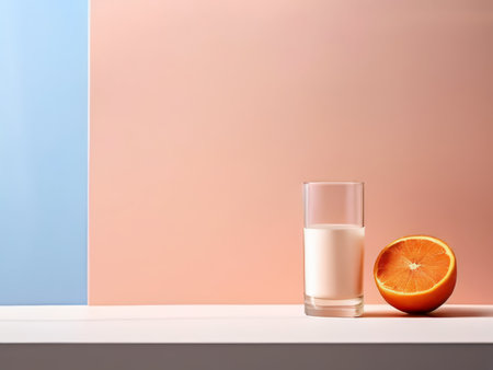 Visual Contrast Milk and Orange in White and Colored Backgroundsの素材
