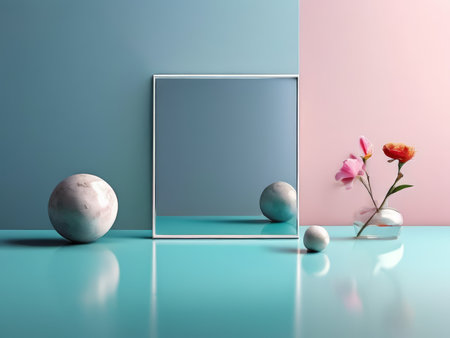 Unity in Reflection Gender Equality Through Pink and Blue Mirrors and Objectsの素材