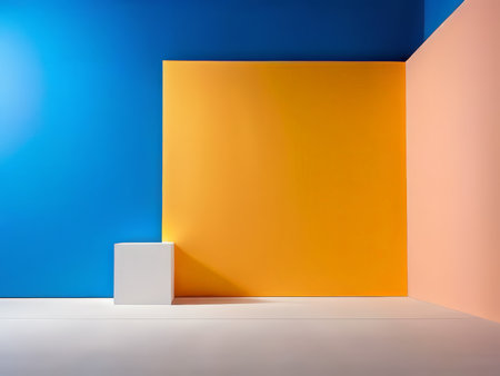 Abstract Minimalist Art A Colorful Exploration of Modern Form Through Vibrant Wallsの素材