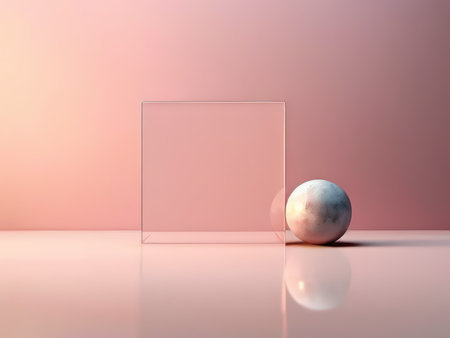 Optical Illusions Revealed A Study in Transparency, Reflection, and Geometric Shapes Through Translucent Prisms and Matte Spheresの素材