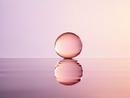 Soothing Harmony A Reflective Sphere Floating on a Gradient Background - Tranquil Balance Through Colorful Reflectionsの素材