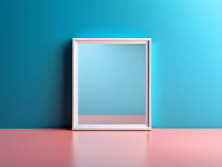 Geometric Harmony A Minimalist Composition in Pink and Blueの素材