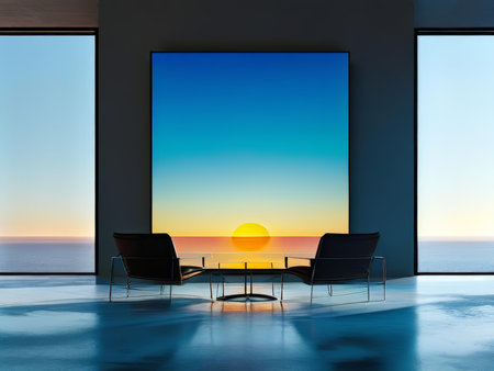 Morning Light Minimalist Sunrise Artwork Overwater Seascapesの素材