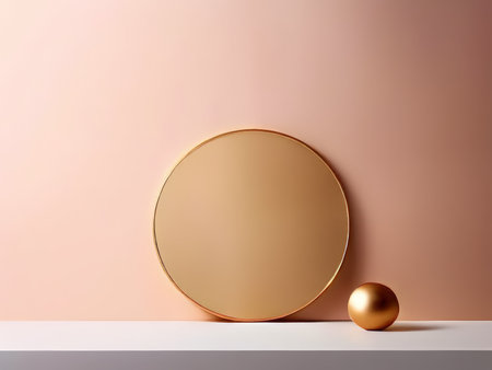 Golden Discs Against Pink Background A Showcase of Design and Color Contrastの素材