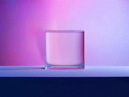 Glass Vase with Pink Liquid and Vibrant Background A Captivating Displayの素材