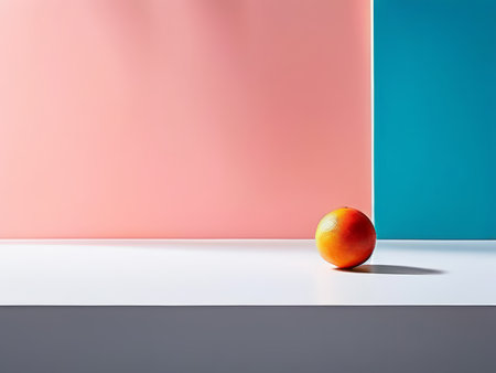 Abstract Vibrancy A Single Orange Shadow Against a Colorful Background Captured in Photographyの素材