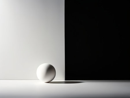 Minimalist Masterpiece An Artistic Contrast of Light and Dark Captured in a Simple White Sphere Illuminationの素材