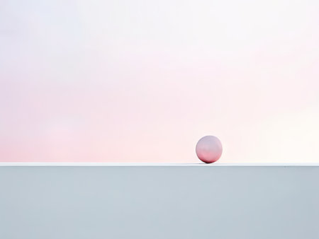 Soft Pink Object Against Gray Background and Pale Skylineの素材