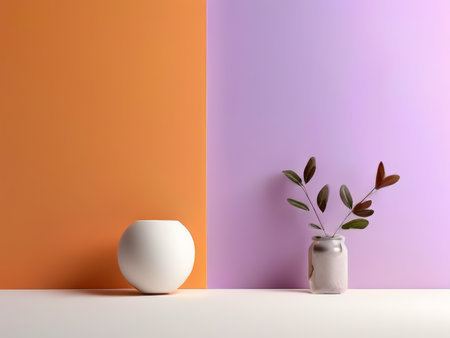 Harmonious Contrast A Simple Harmony in White, Orange, and Purpleの素材