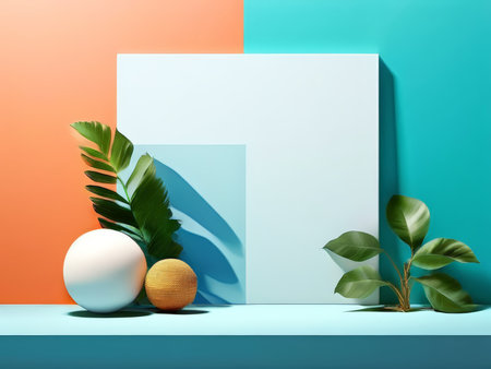 Geometric Harmony A Modern Display of Clean Lines, Bright Colors, and Minimalist Ambianceの素材
