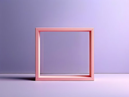 Soft Lavender Square Frame A Minimalist Oasis of Calm Amidst Modern Art Galleriesの素材