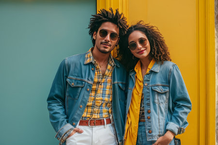 Stylish Enthusiasts Unveil Vibrant Wall Art in Captivating Portraitsの素材