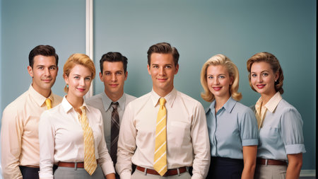 Professional Stylist Set A Harmonious Group in Pale Blue Backgroundの素材