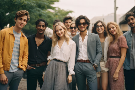 Enigmatic Outfit A Casual Gathering of People Outside During Daytime - An Unfathomable Mystery Lurks Ahead!の素材