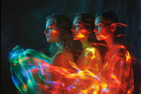 Unity in Diversity A Digital Artwork Capturing the Essence of Change and Harmony Through Light and Colorの素材