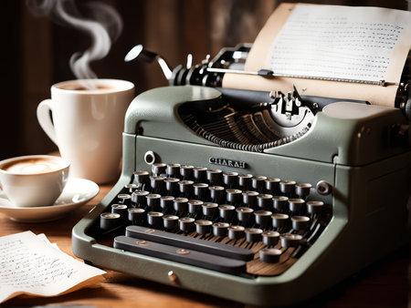 Vintage Typewriter and Paper A Timeless Collaboration for Writingの素材
