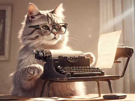 An Enigmatic Cat Ingenious Typing Adventure on an Antique Typewriterの素材