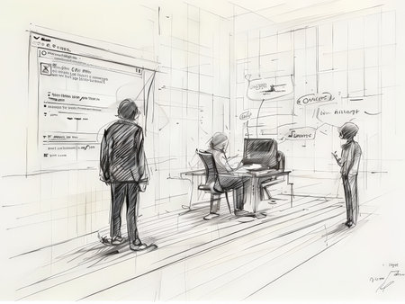 Monochrome Sketch Boardroom Artwork A Unique Representation of Collaborative Business Meetingsの素材