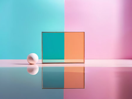 Geometric Harmony A Clean-Cut Modern Scene Featuring Balanced Colors and Symmetrical Designの素材