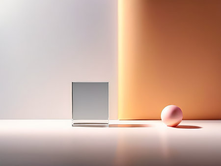 Soft Shadows and Simple Contrast A Pink Egg Against an Orange-White Gradient Still-Life Compositionの素材