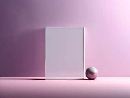 Minimalist Geometry A Purely Modern Still Life Featuring Simple Shapes and Elegant Silver Spheresの素材