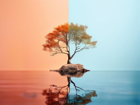 Autumnal Transformation A Symbolic Reflection of Change and Harmony Through Nature Paletteの素材