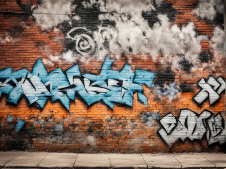 Urban Canvas Static Graffiti Art Capturing Timeless Moments on City Wallsの素材