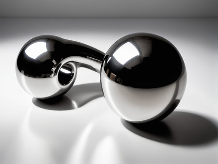 Reflective Sleekness A Study of Two Interlocked Black Spheres Illuminated by Ambient Lightの素材
