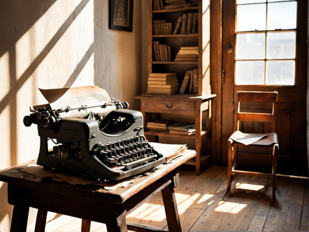 Relaxing Haven A Cozy Room Inspired by Old Typewriters and Natural Light for Creative Endeavorsの素材